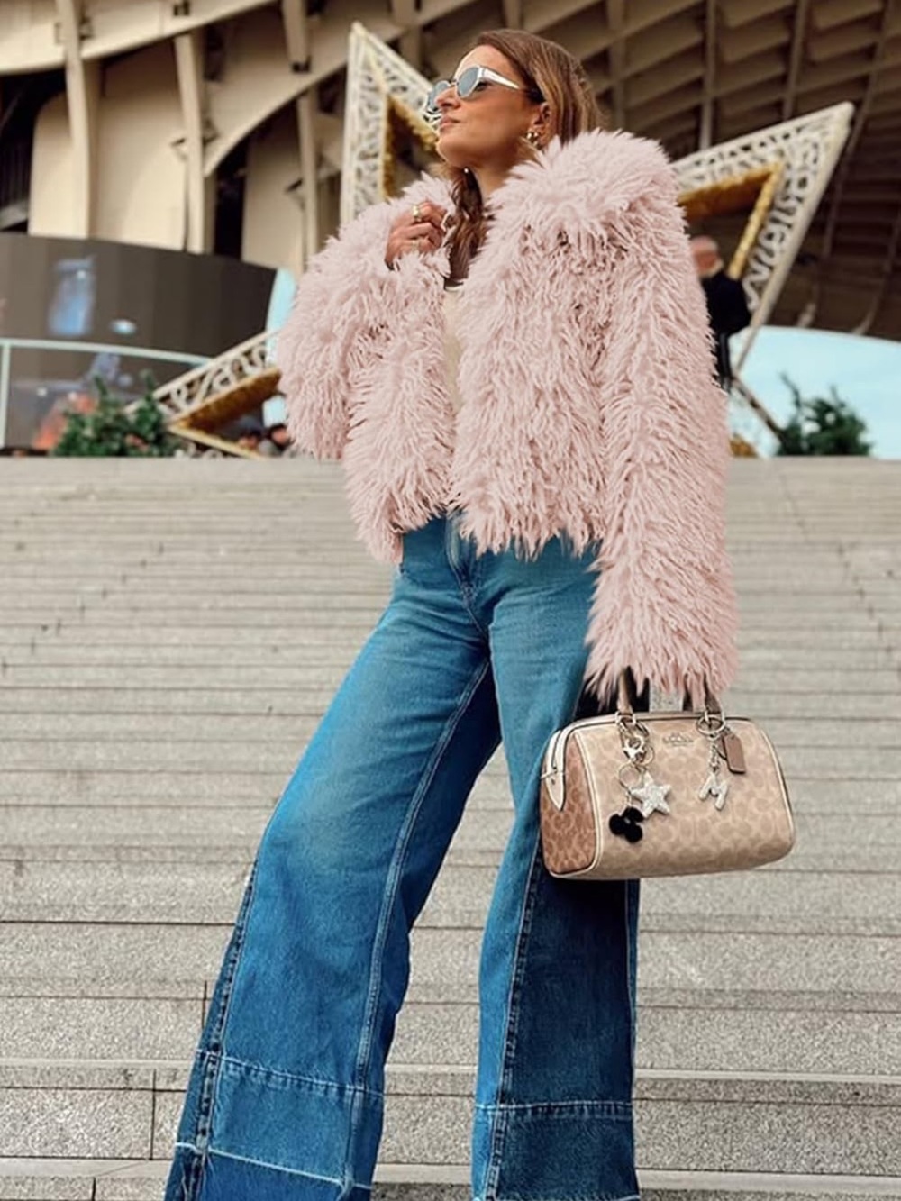 Blush Pink Teddy Jacket shaggy for Women - Plush Faux Fur Coat